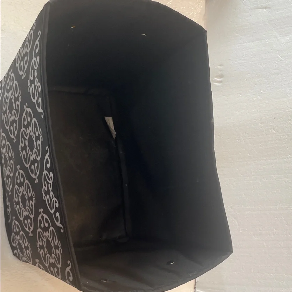 Damask Decorative Basket tote utility bin handles packing cube black white